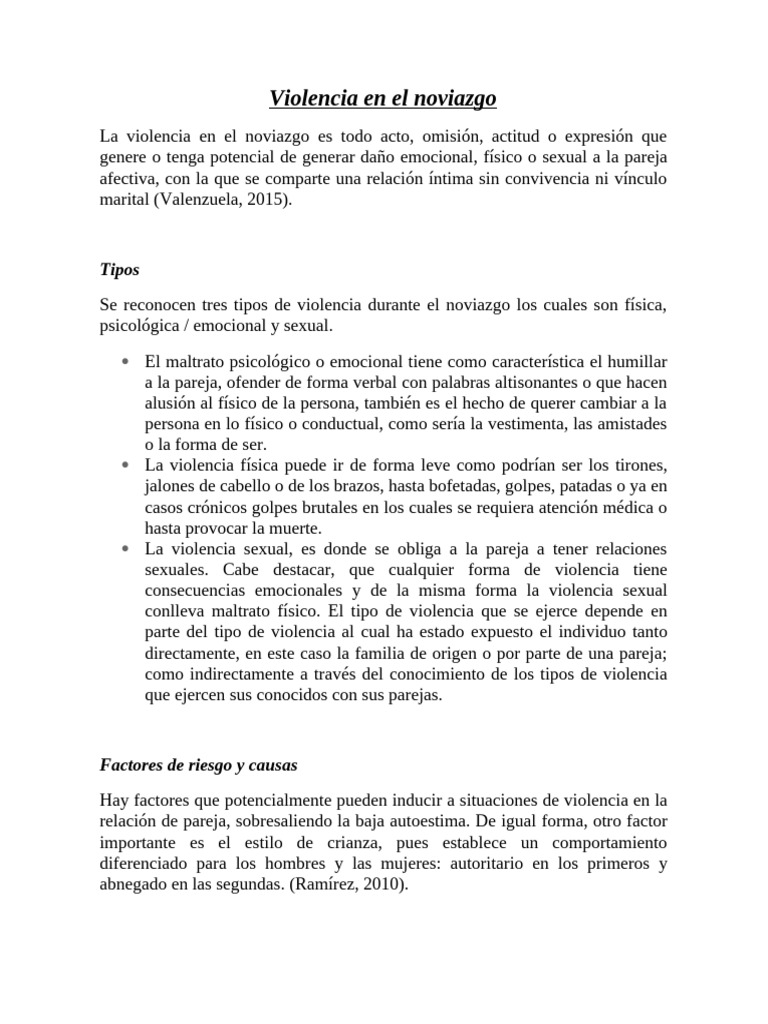 Tipos y Prevención de Violencia en Noviazgo | PDF | Violencia ...