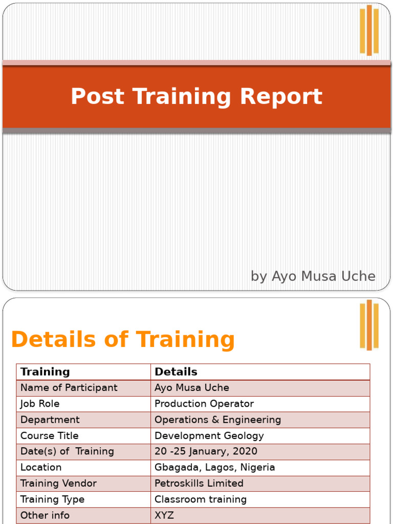 Post Training Report - Template | PDF | Learning | Education Theory