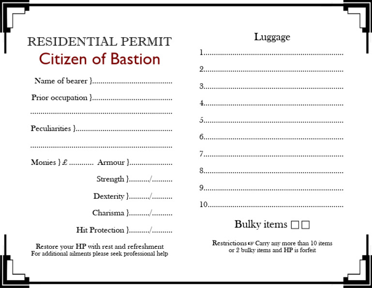 EB Residential Permit (US Letter) | PDF