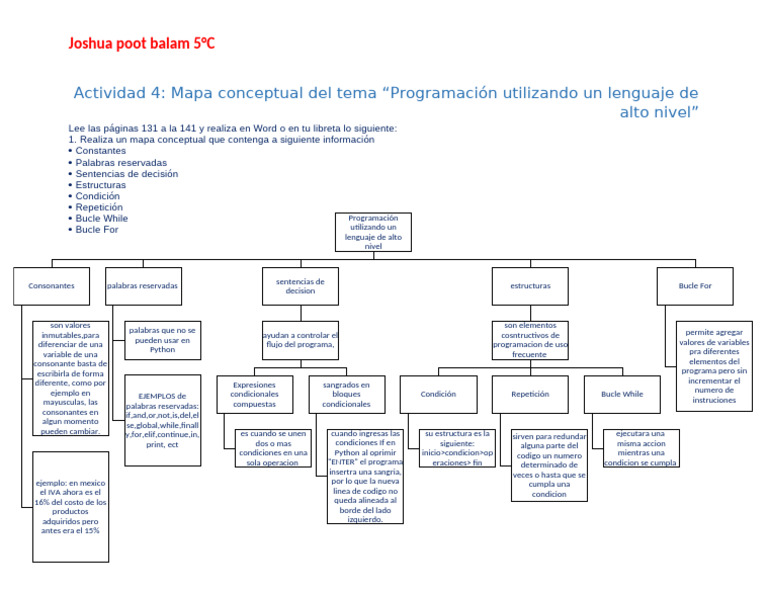 Mapa conceptual del tema “Programación utilizando un lenguaje de alto ...