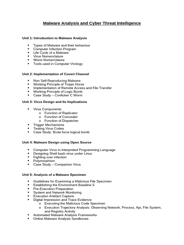 Malware Life Cycle and Analysis Techniques | PDF | Malware | Computer Virus
