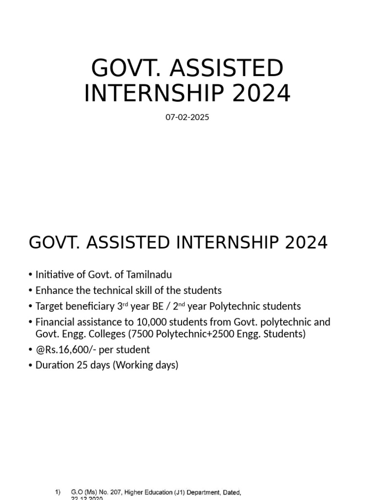 Govt. Assisted Internship 2024 | PDF