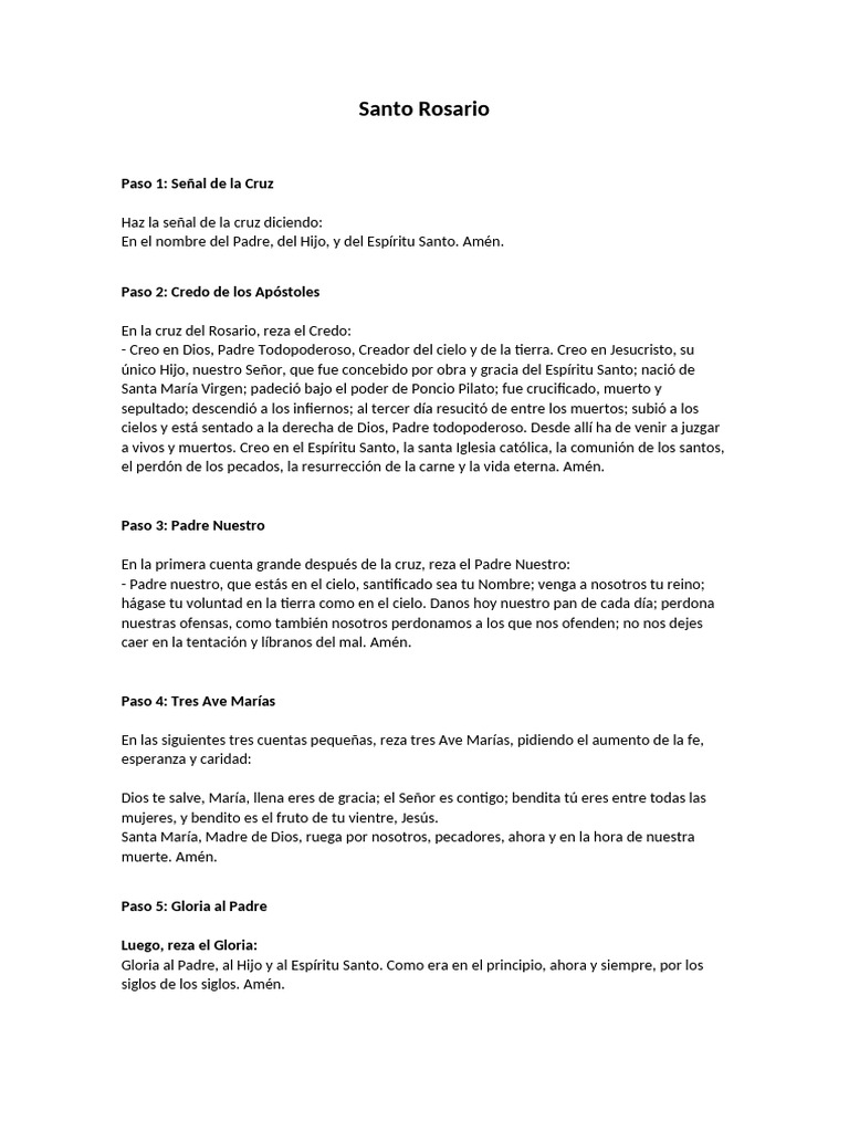 Cómo Rezar el Santo Rosario Paso a Paso | PDF | María, madre de Jesús ...