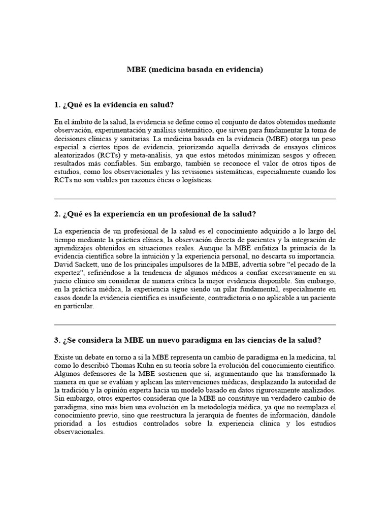 MBE moises herrera | PDF | Evidencia basada en medicina | Evidencia