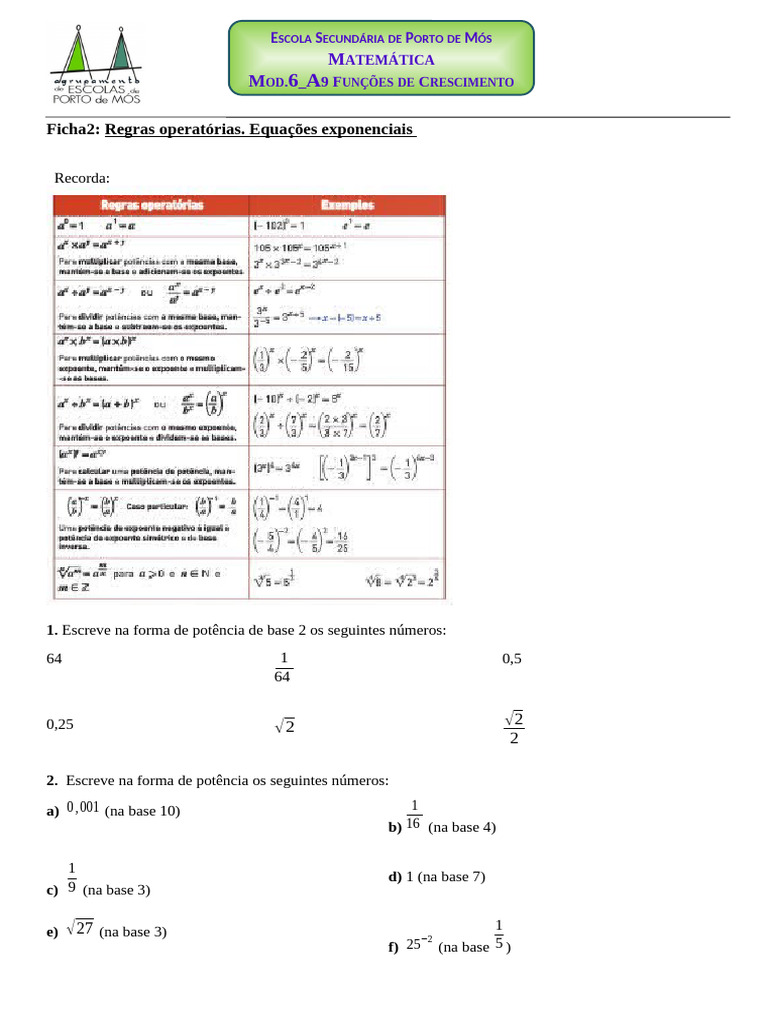 Funções Exponenciais e Crescimento | PDF | Matemática