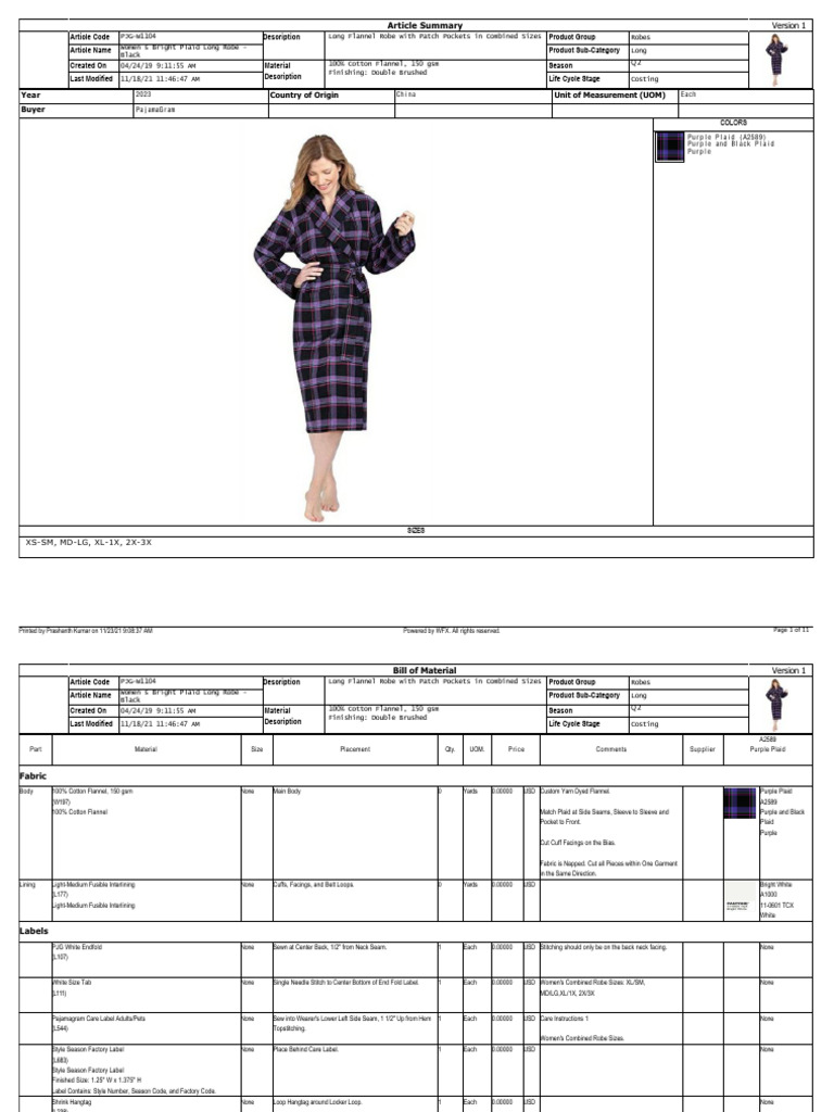 Women's Long Plaid Flannel Robe | PDF | Seam (Sewing) | Sewing