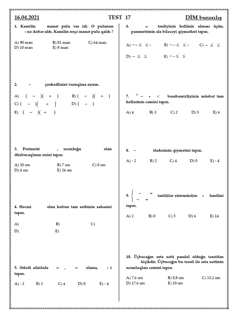 Test 17 | PDF