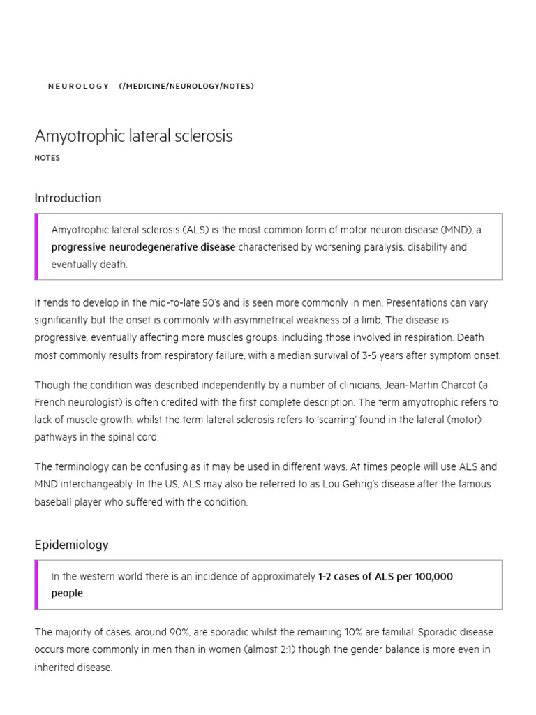Understanding Amyotrophic Lateral Sclerosis | PDF | Clinical Medicine ...