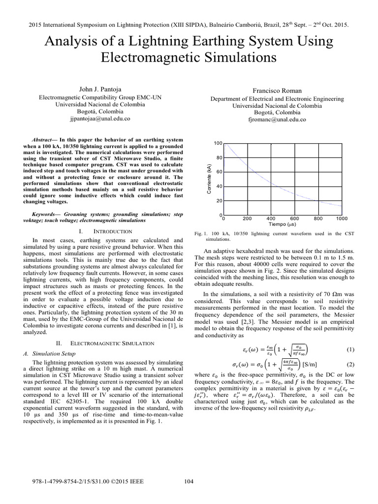 Analysis of A Lightning Earthing System Using Electromagnetic ...