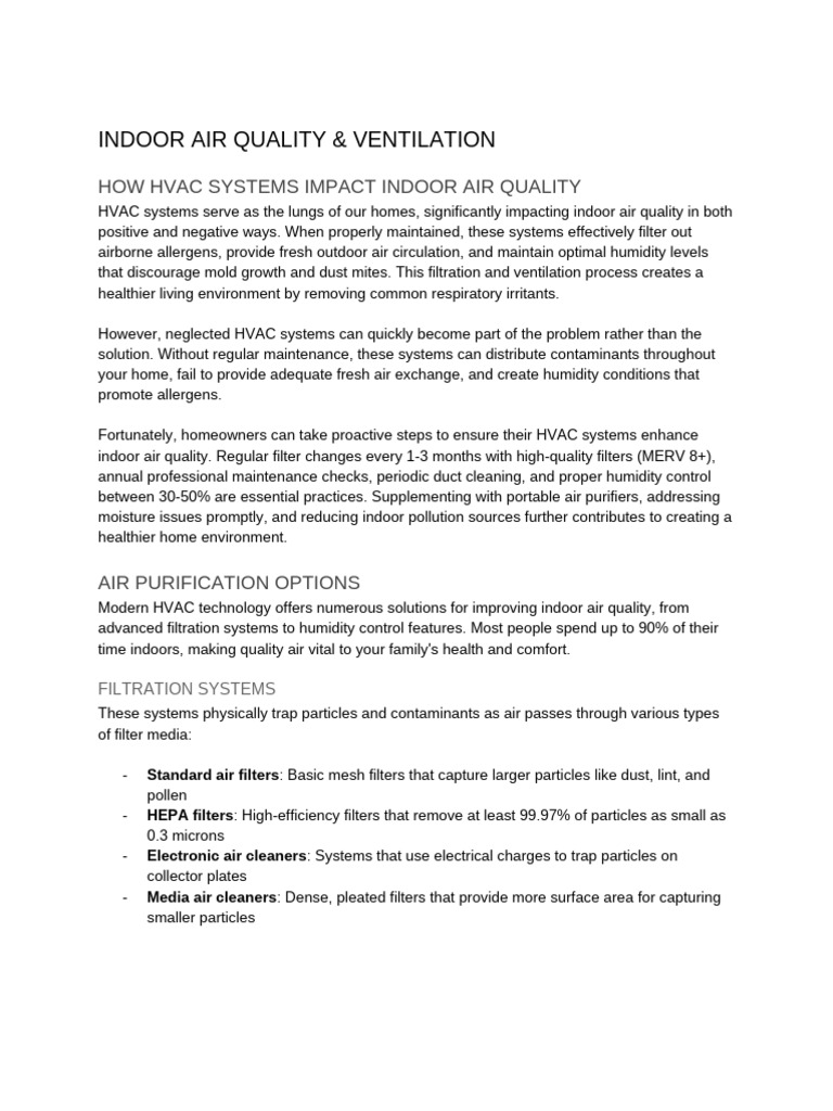 Enhancing Indoor Air Quality with HVAC | PDF | Air Pollution | Pollution