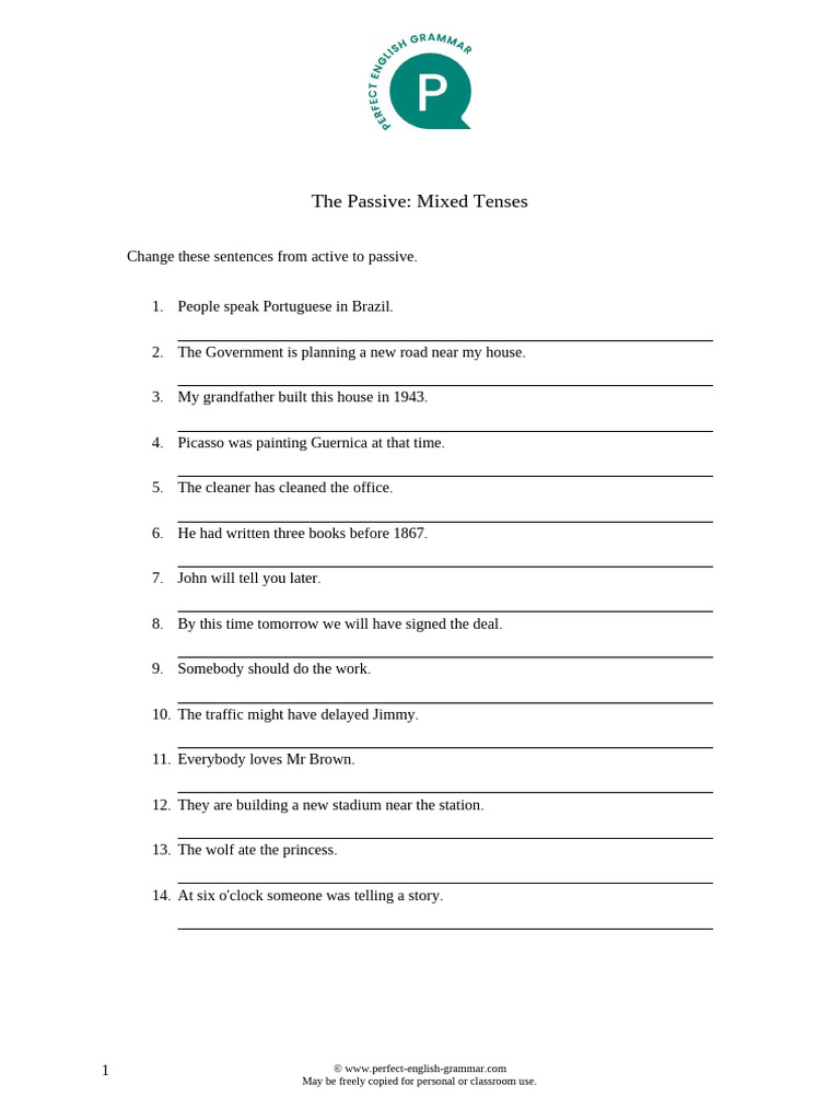 Passive Voice - Exercise 5 - Mixed Tenses | PDF