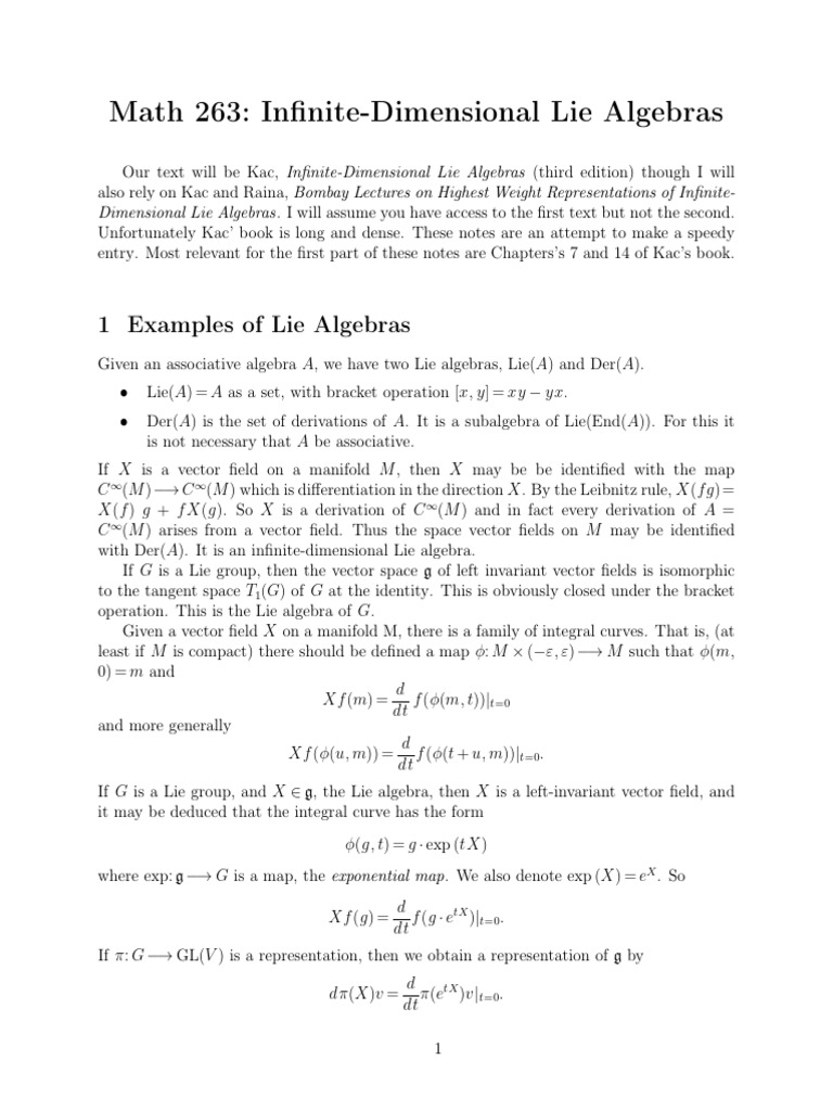 Infinite-Dimensional Lie Algebras Overview | PDF | Lie Algebra ...