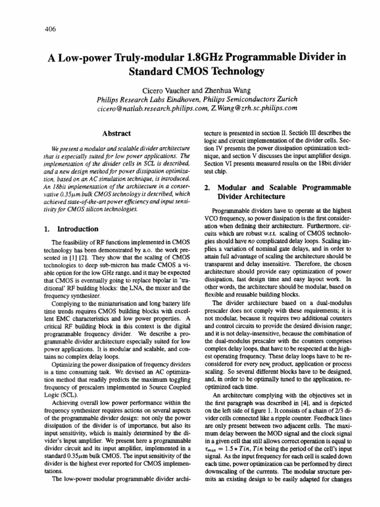A 1.8Ghz Cmos: Low-Power Truly-Modular Programmable Divider In Standard