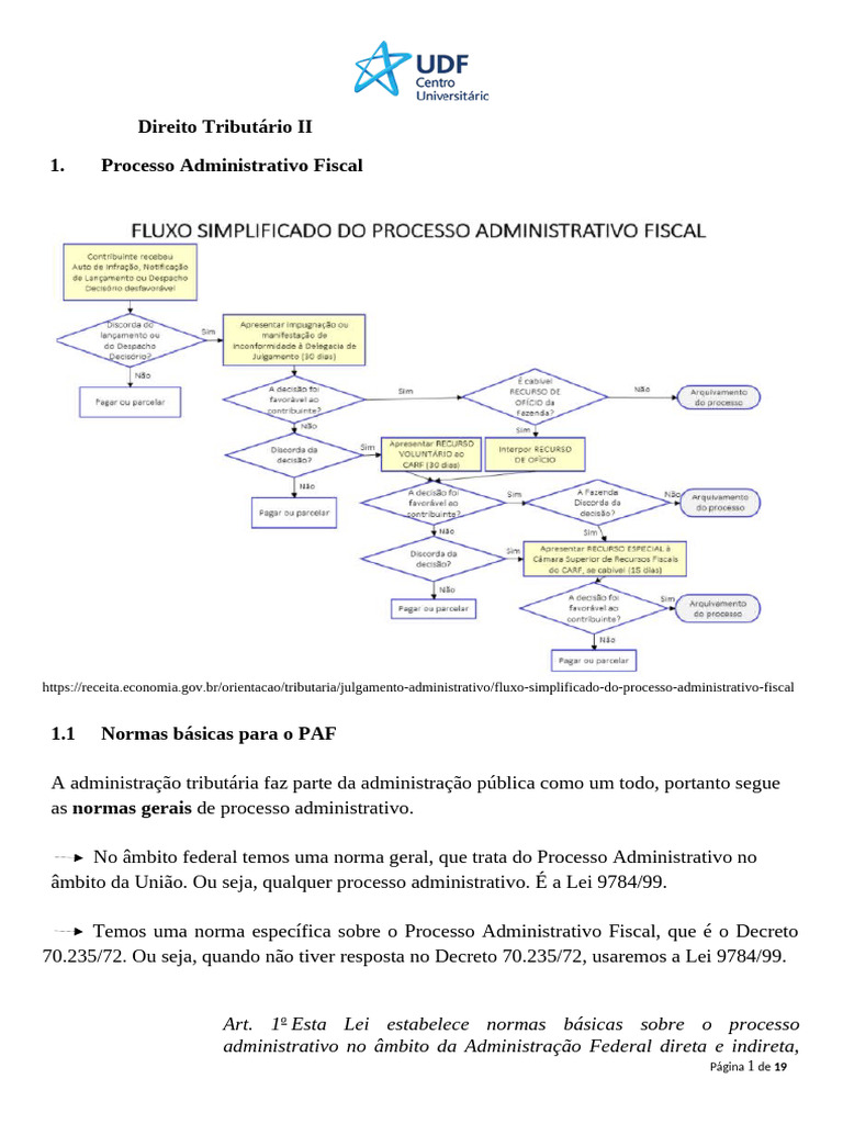 Processo Administrativo Fiscal e Decreto 70.235/72 | PDF ...