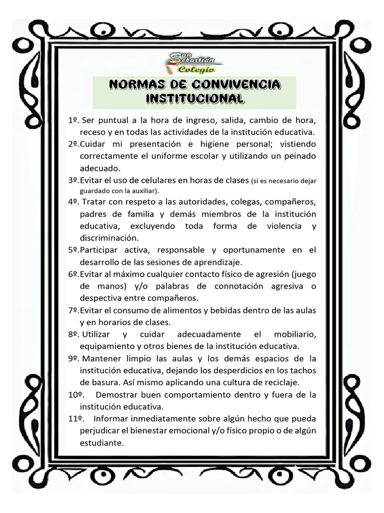 Normas de Convivencia Escolar 2025 | PDF