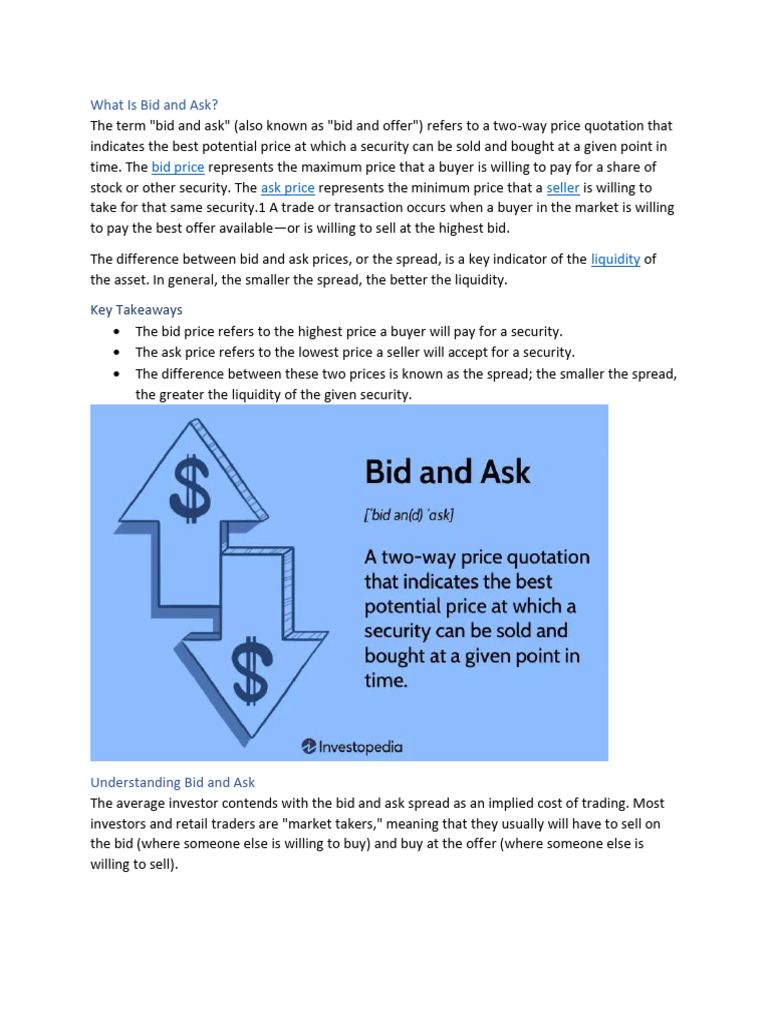 What Is Bid and Ask | PDF | Market Liquidity | Stocks