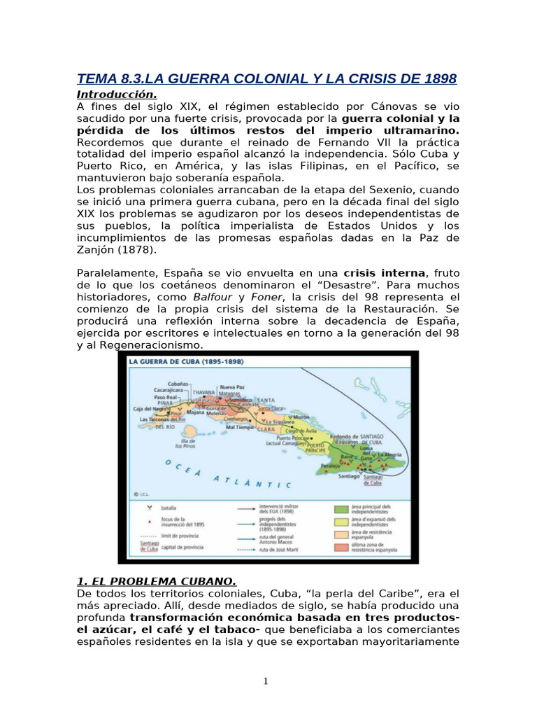 Resumen de la Guerra de Cuba