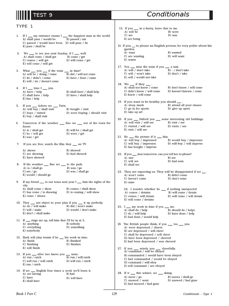 Conditionals Test and Answers | PDF