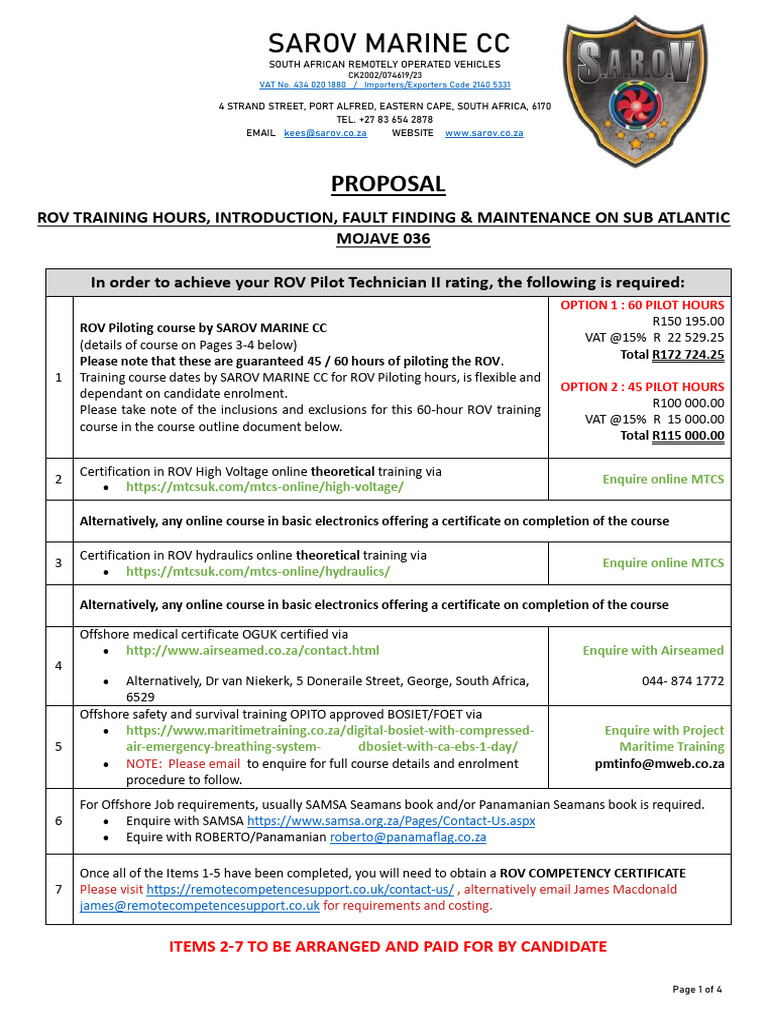 ROV Pilot Training Course Details | PDF