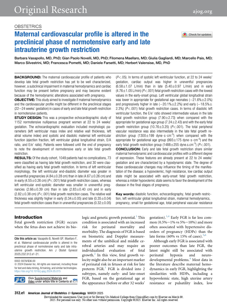 Maternal Cardiovascular Changes in FGR | PDF | Diastole | Circulatory ...