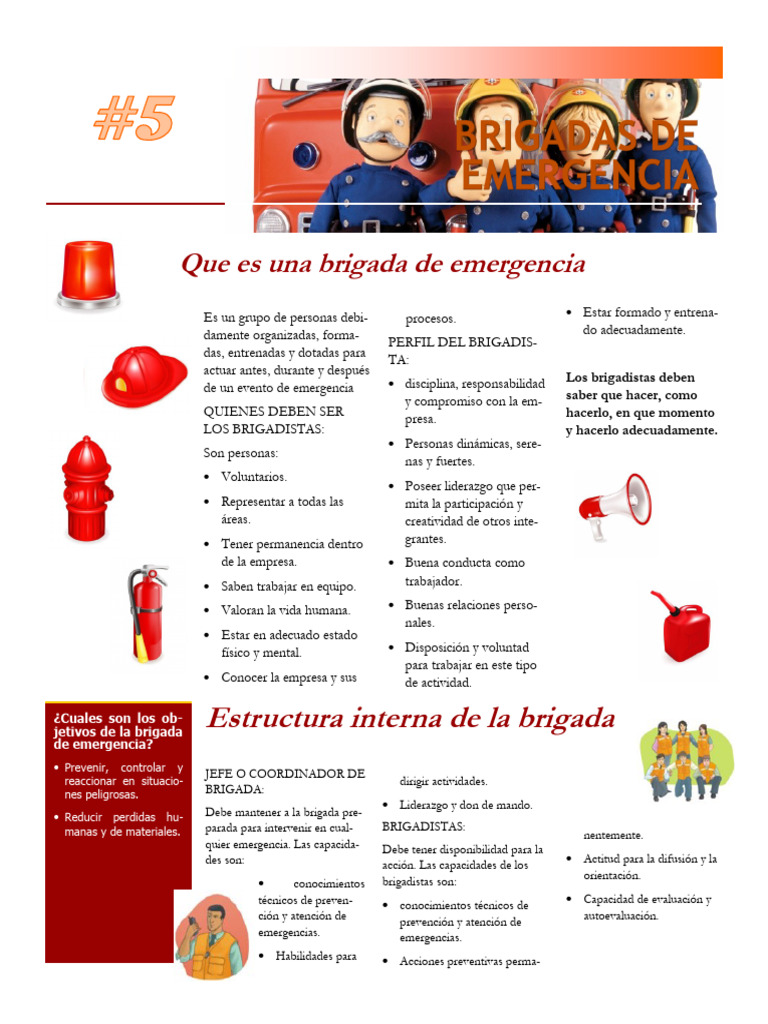 Formación y Funciones de Brigadas de Emergencia | PDF | Primeros auxilios