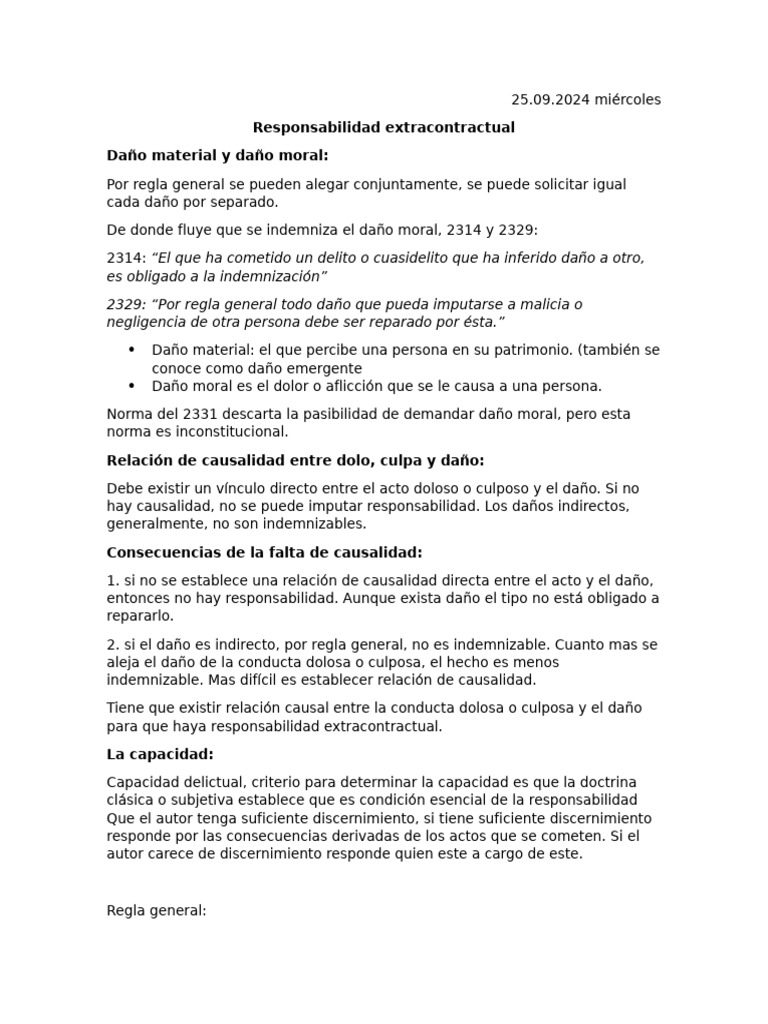Responsabilidad Extracontractual: Daños y Causalidad | PDF | Daños y ...