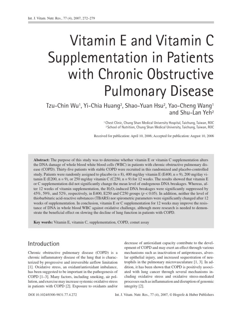 Vitamin E and Vitamin C Supplementation in Patients With Chronic ...