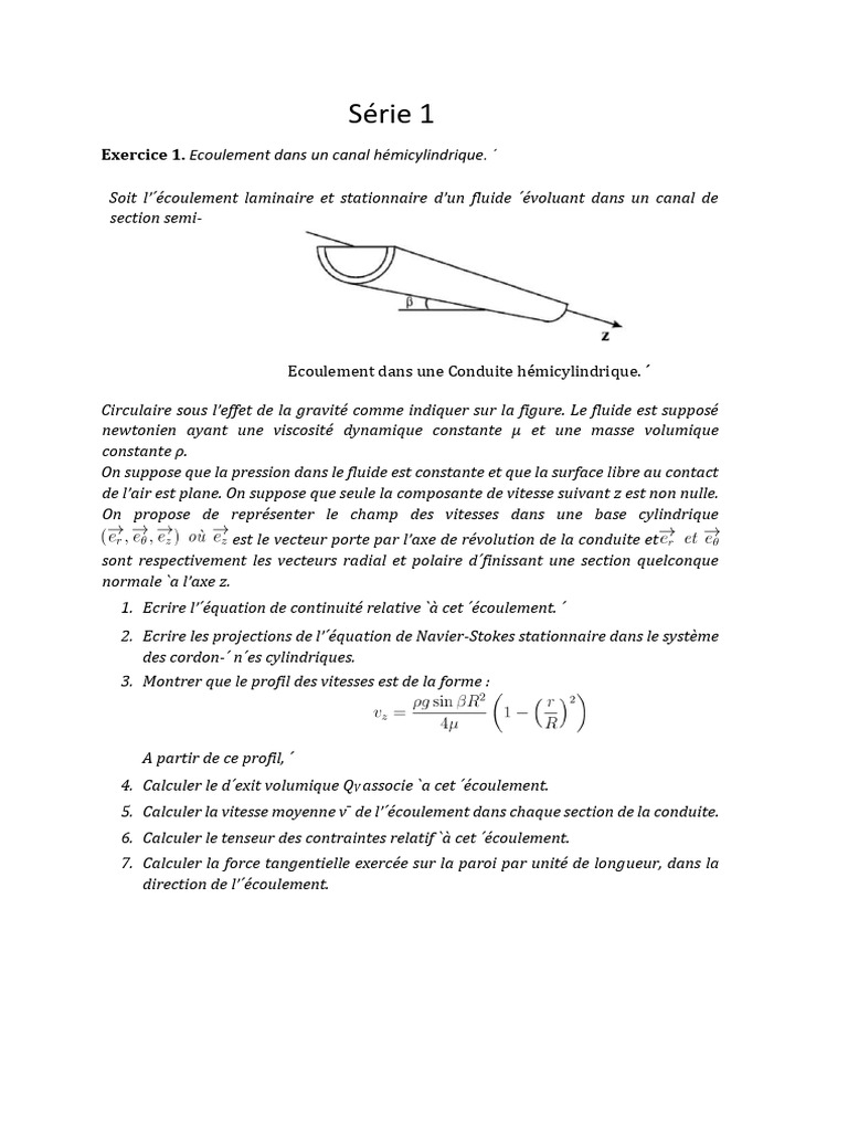 Écoulement d'un fluide dans un canal hémicylindrique | PDF | Pression ...