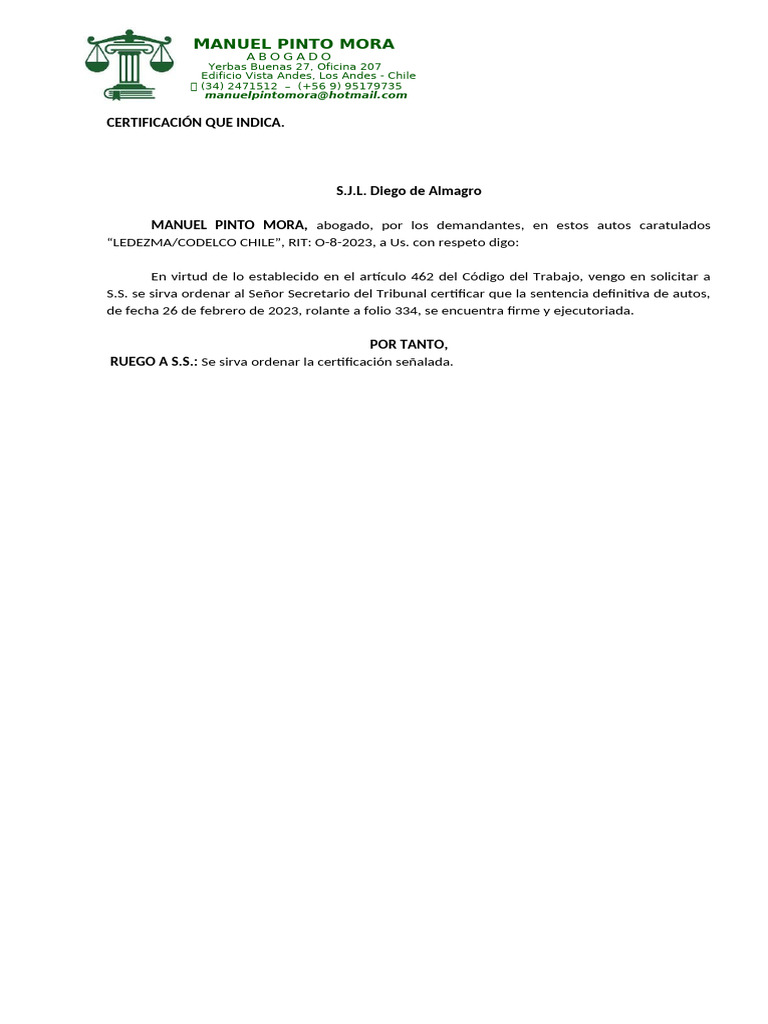 Solicitud de Certificación Judicial | PDF