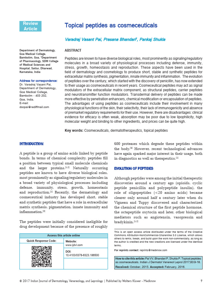 Ijdvl 2017 83 1 9 186500 | PDF | Peptide | Cell Signaling