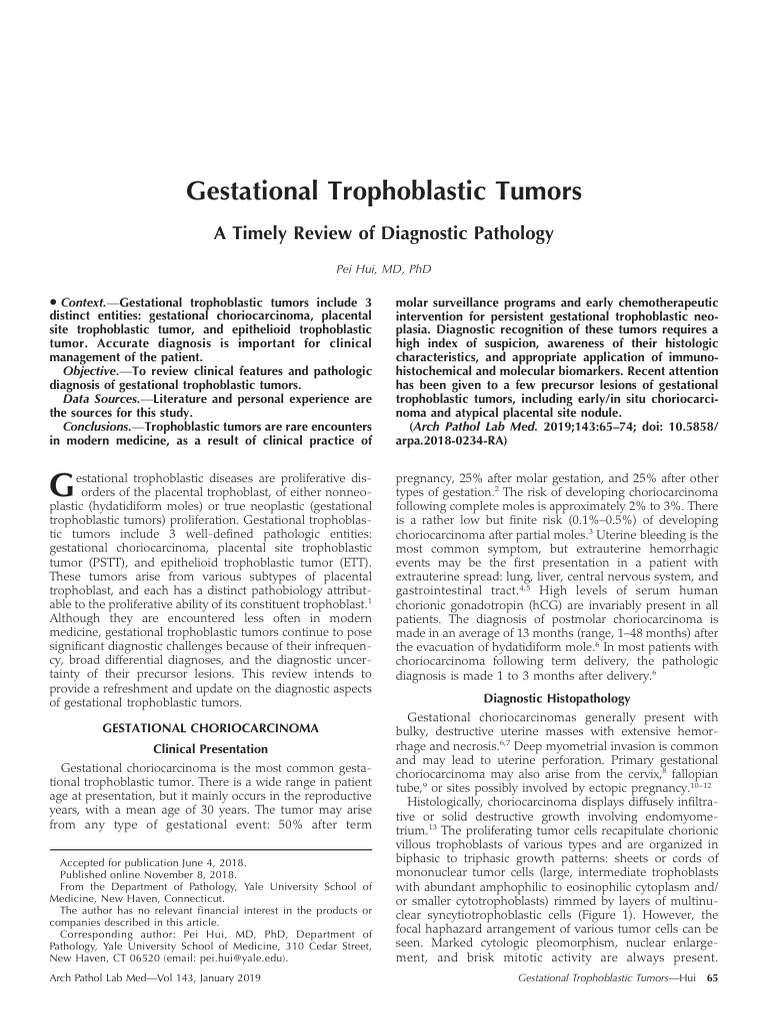 Diagnostic Review of Trophoblastic Tumors | PDF | Human Chorionic ...