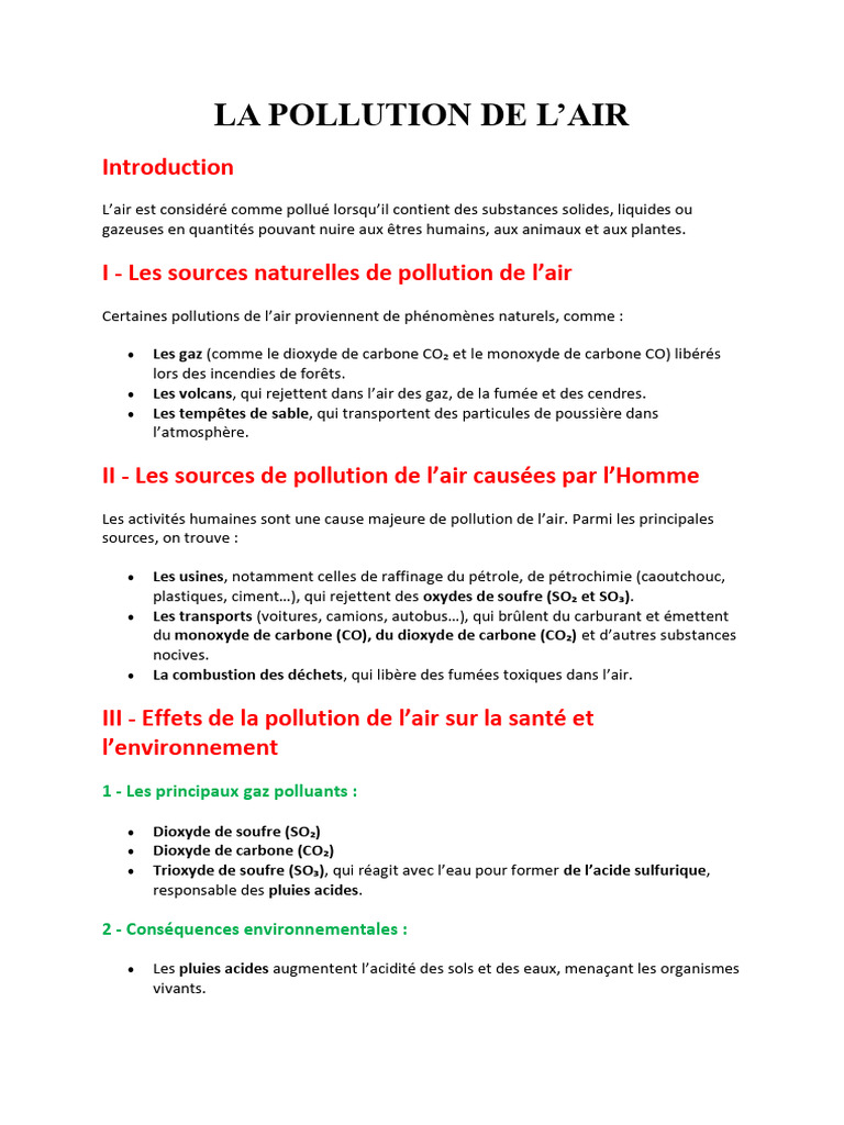 Pollution de l'air : causes et solutions | PDF | Pollution de l'air ...