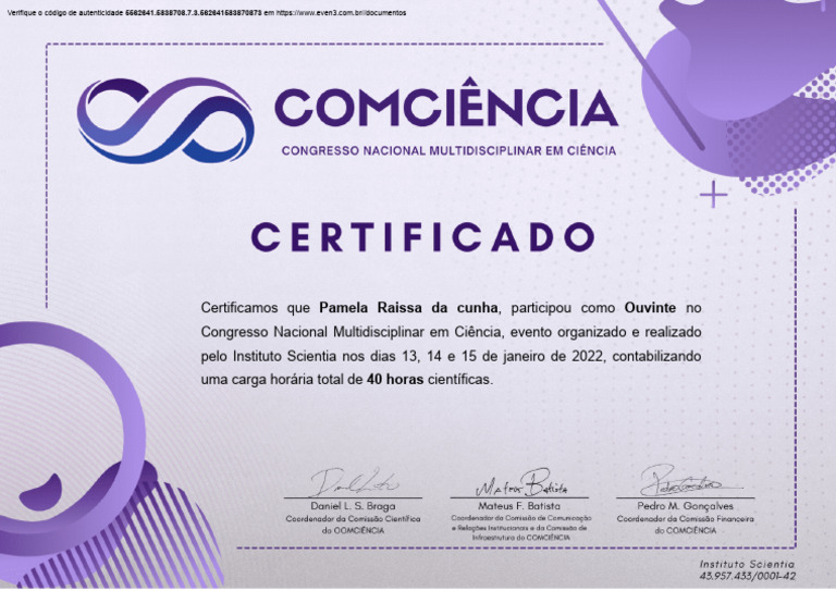 Certificado de Participação em Congresso | PDF