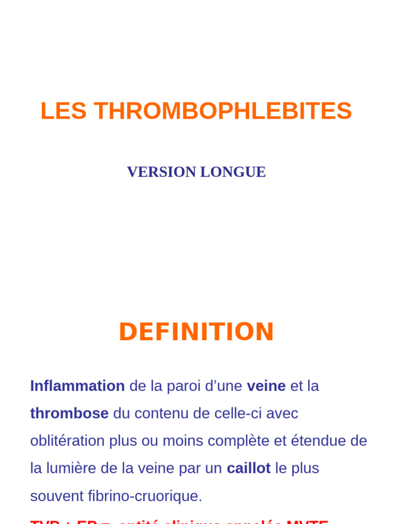 Phlébite : Signes et Diagnostic | PDF | Spécialités médicales ...