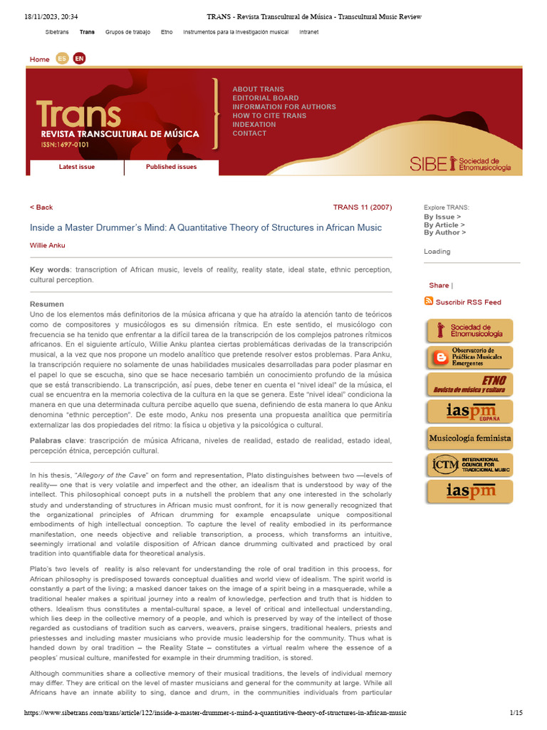 Analyzing African Music Transcription | PDF | Rhythm | Perception