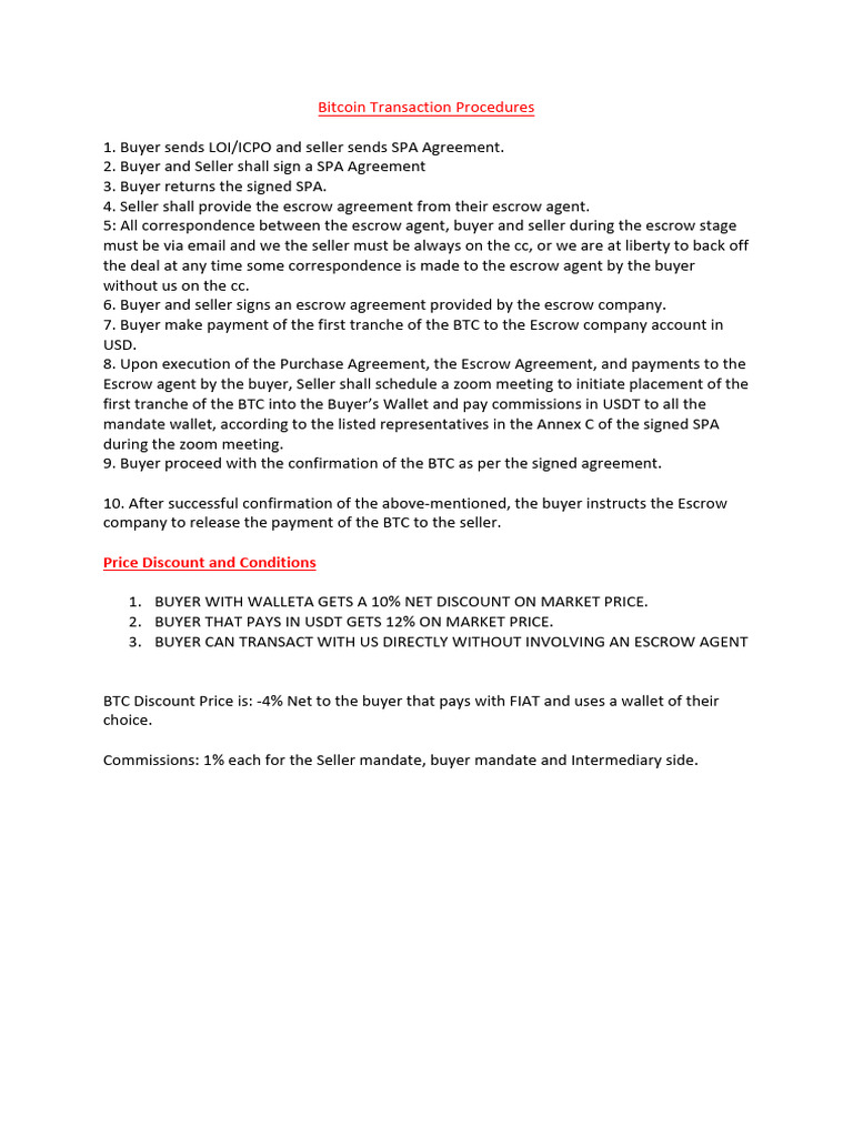 Bitcoin Escrow Transaction Process | PDF