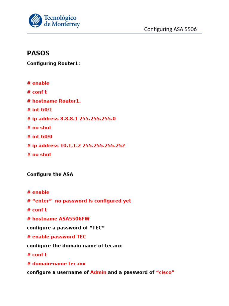 ASA 5506 Configuration Steps Guide | PDF | Ip Address | Firewall ...