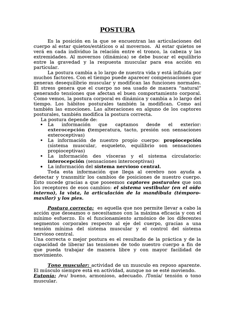 Importancia de los Captores Posturales | PDF | Sistema nervioso ...