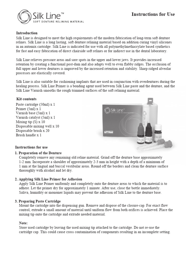 Soft Denture Reline Kit Instructions | PDF | Dentures | Cartridge ...