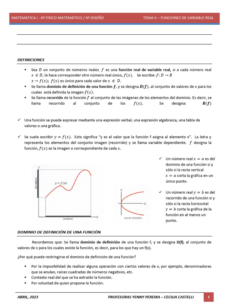 Tema+2+ +Funciones+de+Variable+Real+2023 | PDF | Función (Matemáticas ...