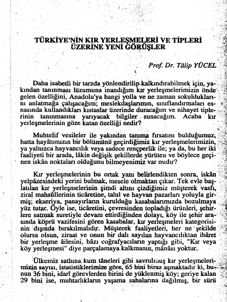 Talip Yucel Kir Yerlesmeleri Uzerine Yeni Gorusler | PDF