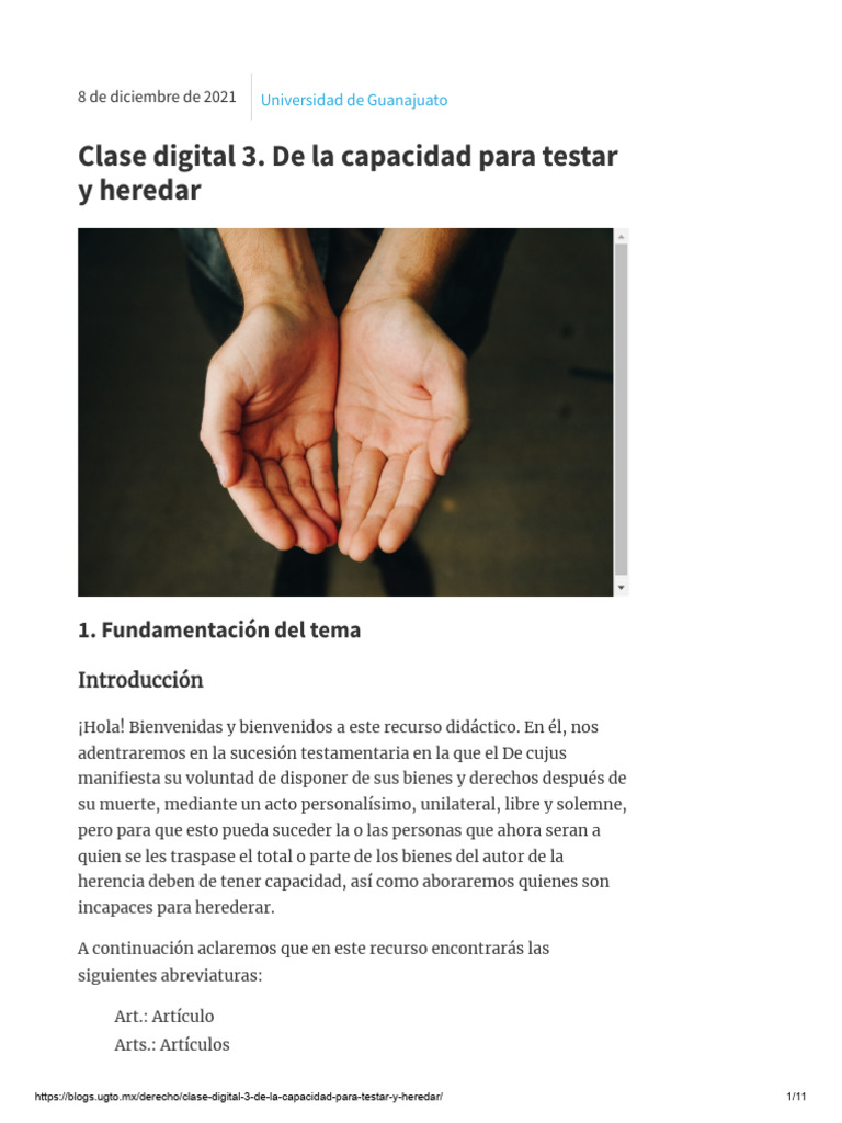 Capacidad para Testar y Heredar en Derecho | PDF | Herencia | Derecho ...