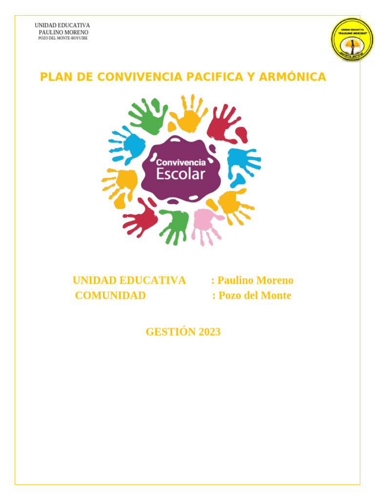 Plan de Convivencia Escolar 2023 | PDF | Violencia | Valores