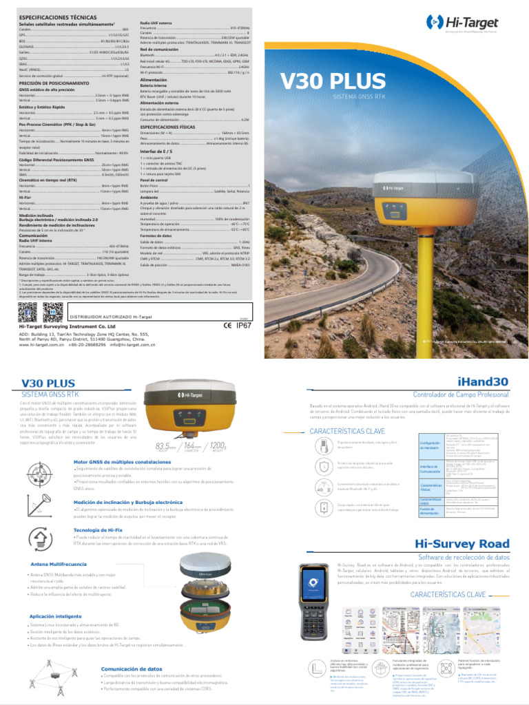 Especificaciones del Sistema GNSS RTK V30 Plus | PDF | Bluetooth ...