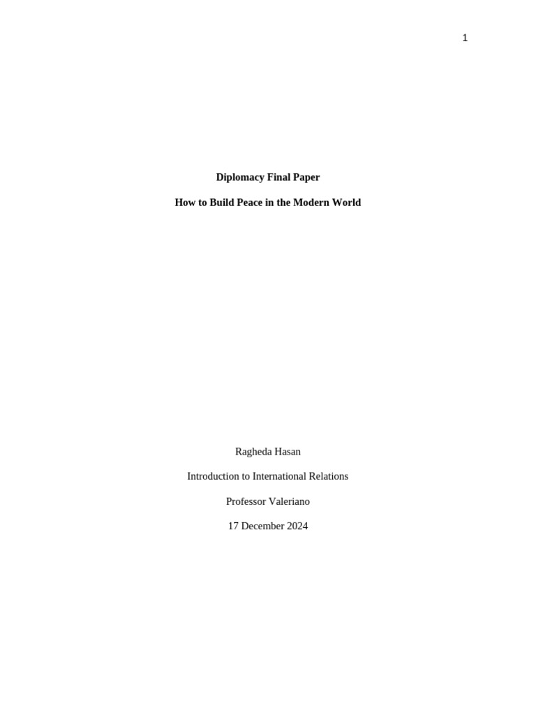 Hasan Diplomacy Final Paper | PDF | Non Governmental Organization ...