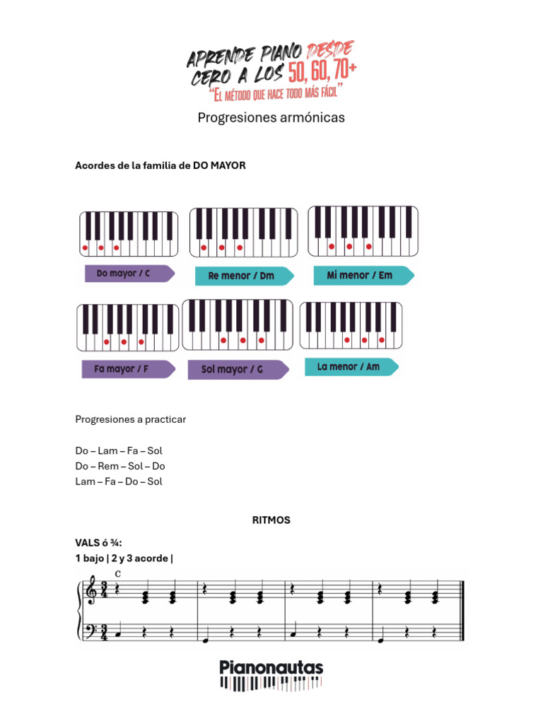 Progresiones Armónicas: Acordes de La Familia de DO MAYOR | PDF