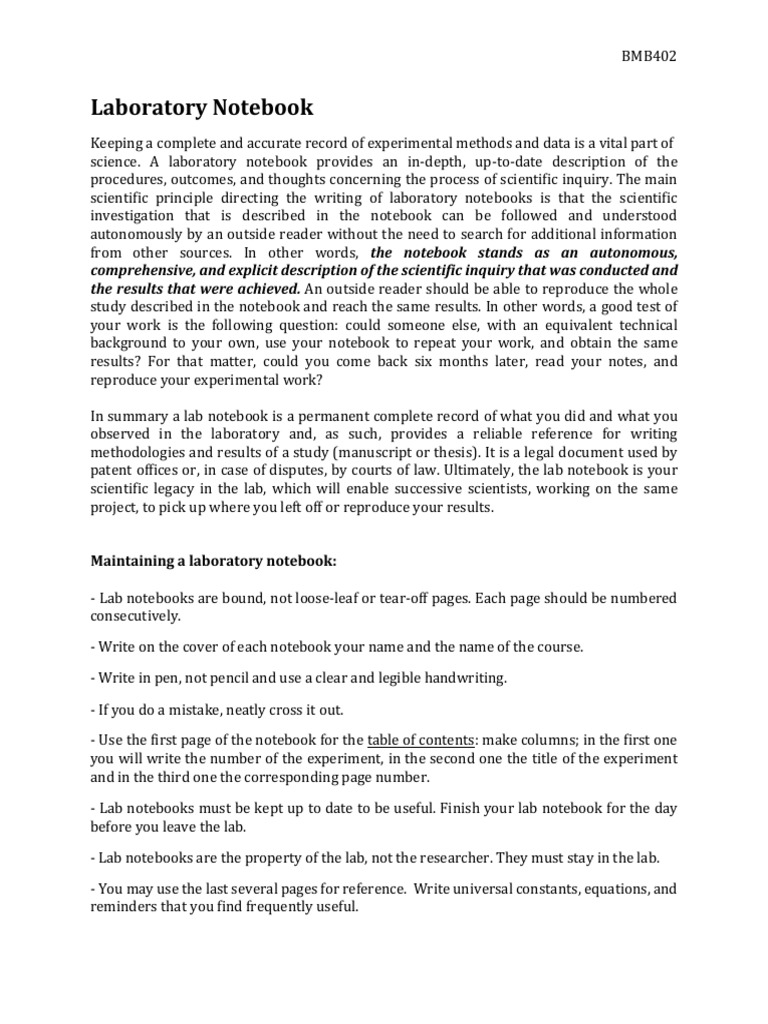Laboratory Notebook | PDF | Experiment | Scientific Method