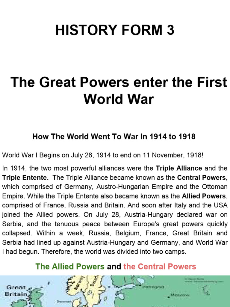 World War I: Causes and Key Players | PDF | World War I | Allies Of ...
