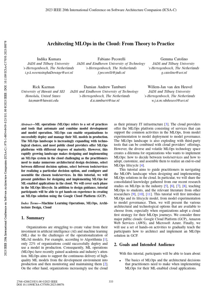 MLOps Architecture in Cloud Solutions | PDF | Cloud Computing ...