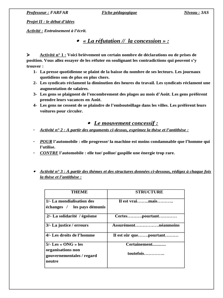 Concession et réfutation en débat | PDF